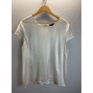 St. John Ivory Cap sleeve satin‎ blouse top Formal Party Layering size XL